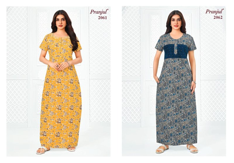 Pragati Vol 20 By Pranjul Pure Cotton Printed Nighty Gown 